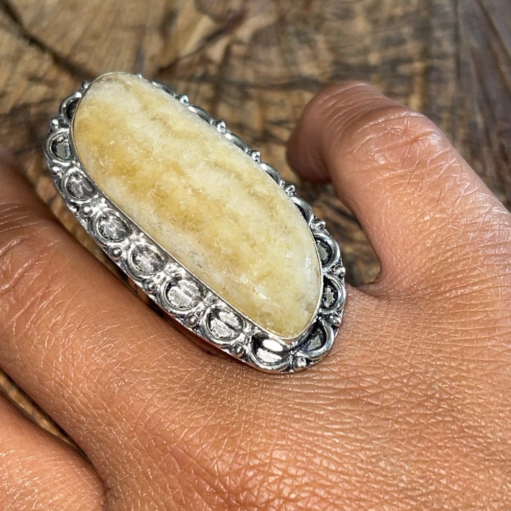 Yellow Calcite Ring Size 7 1/4